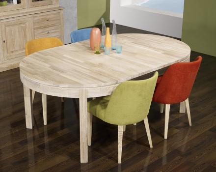Mesa de comedor  redonda Denys, fabricada en madera de roble macizo estilo Contemporáneo diámetro 120cm