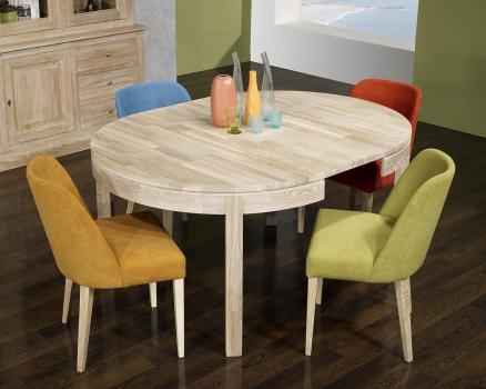 Mesa de comedor  redonda Denys, fabricada en madera de roble macizo estilo Contemporáneo diámetro 120cm