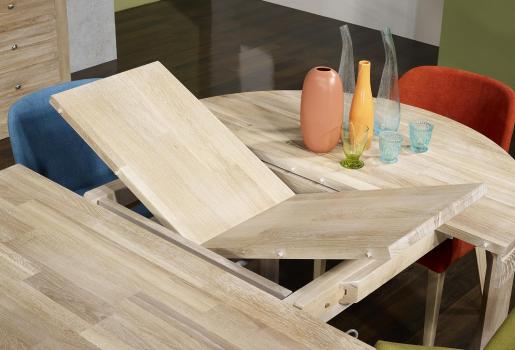 Mesa de comedor  redonda Denys, fabricada en madera de roble macizo estilo Contemporáneo diámetro 120cm