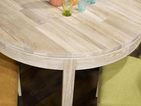 Mesa de comedor  redonda Denys, fabricada en madera de roble macizo estilo Contemporáneo diámetro 120cm