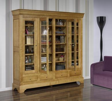 Biblioteca Eliot de 4 puertas Eliot fabricada en madera maciza de cerezo en estilo Louis Philippe