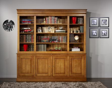 Biblioteca Mona fabricada en madera de Cerezo macizo en estilo Louis Philippe