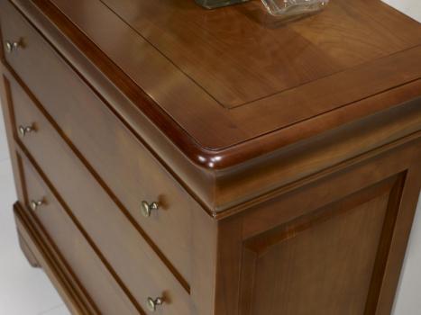 Cómoda de 3 cajones fabricada en madera maciza de cerezo en estilo Louis Philippe