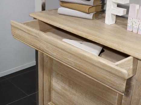 Secretaria estilo francés fabricada en madera maciza de Roble estilo Louis Philippe acabado en roble cepillado blanqueado 