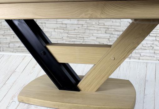 Mesa de comedor rectangular Martin, 180x110 fabricada en madera de roble macizo 1, bandeja cerámica y roble + extensión de 75 cm