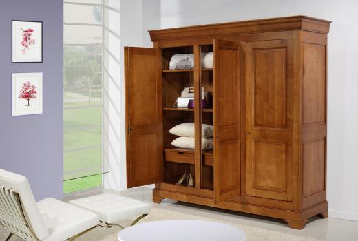 Anna Solid Cherrywood Louis Philippe style Wardrobe