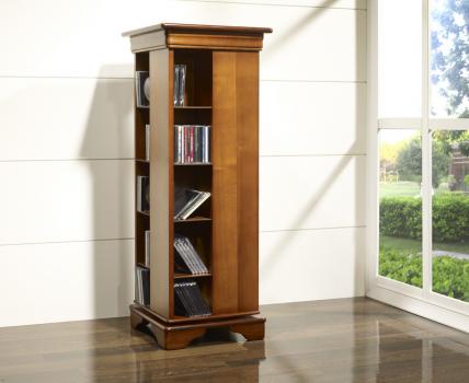 Columna de CD giratoria de madera de cerezo estilo Louis Philippe