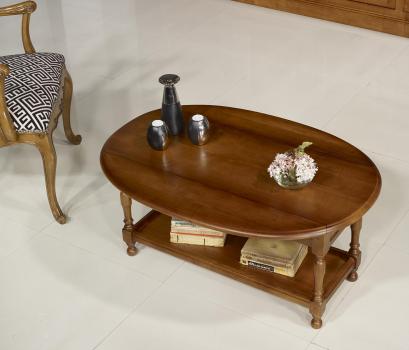 Mesa de centro Victor con alas abatibles fabricada en madera de roble macizo en estilo Louis Philippe 