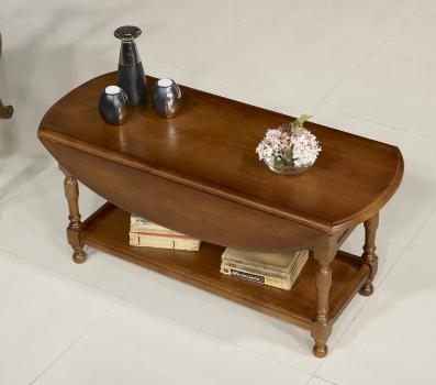 Mesa de centro Victor con alas abatibles fabricada en madera de roble macizo en estilo Louis Philippe 