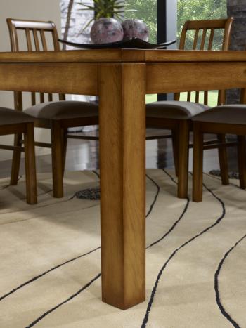 Mesa de comedor cuadrada fabricada en madera de roble macizo 140x140 estilo contemporáneo acabado Roble dorado