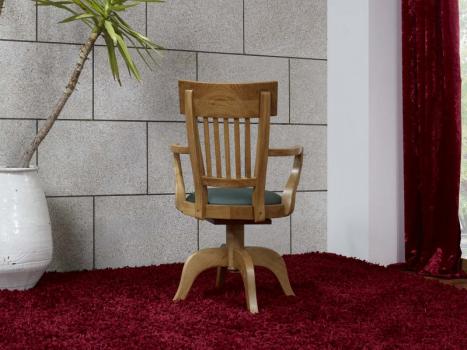 Sillón de oficina giratorio Hugo fabricado en madera de roble macizo al estilo Louis Philippe