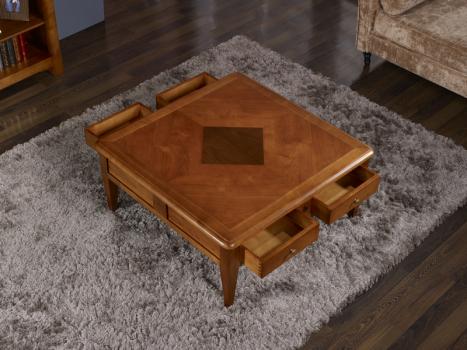 Mesa de centro Amandine fabricada en madera de cerezo macizo de estilo Directoire