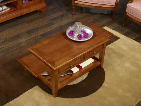 Mesa de centro Sandra fabricada en madera de cerezo maciza estilo rústico
