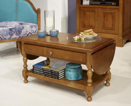 Mesa de centro Laure ovalada o rectangular fabricada en madera de cerezo macizo del estilo Louis Philippe
