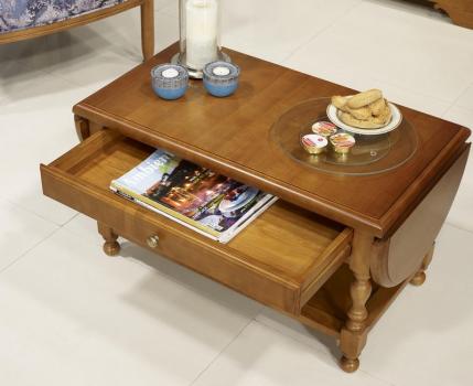 Mesa de centro Laure ovalada o rectangular fabricada en madera de cerezo macizo del estilo Louis Philippe