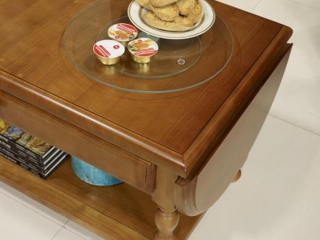 Mesa de centro Laure ovalada o rectangular fabricada en madera de cerezo macizo del estilo Louis Philippe