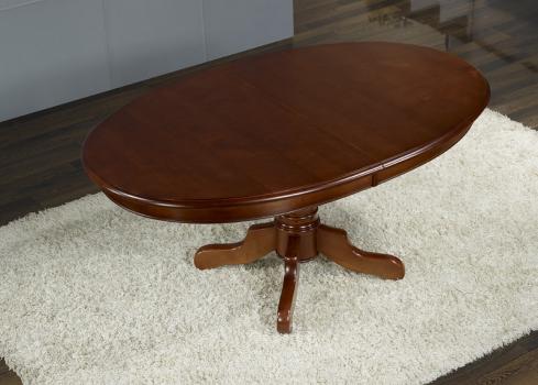 Mesa de comedor ovalada Gran Annie 160x120 con pata central fabricada en madera de cerezo macizo al estilo Louis Philippe - 5 extensiones de 40 cm