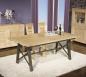 Mesa de comedor rectangular Lohan fabricada en madera de roble macizo y hierro 191x101 con 2 extensiones de 45 cm