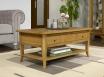 Mesa de centro rectangular fabricada en madera de  roble macizo estilo Louis Philippe