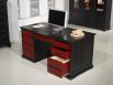 Escritorio Dimitri fabricado en madera de roble macizo estilo Louis Philippe especial pátina envejecida Negro y Rojo
