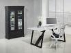 Escritorio fabricado en madera de cerezo macizo con marco Negro estilo contemporáneo efecto envejecido, Meseta MARFIL