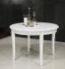 Mesa de comedor redonda fabricada en madera maciza de Roble al estilo Louis Philippe diámetro 110cm acabado cepillado Roble Marfil