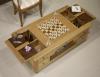 Mesa de centro y juego de ajedrez fabricada en madera de roble y nogal macizo de estilo Louis Philippe
