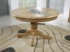Mesa de comedor redonda con pata central,fabricada en madera de roble macizo al estilo de Louis Philippe DIAMETRO 120cm - 2 extensiones de 40 cm