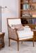 Sillón estilo Louis XVI en madera maciza de cerezo tapizado en tela de tapicería