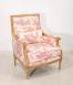 Sillón estilo Louis XVI de roble macizo con tela Toile de Jouy