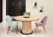 Mesa de comedor redonda fabricada en madera de roble Diámetro 115 cm + 1 extensión 40 cm