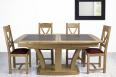 Mesa de comedor rectangular fabricada en madera de roble macizo con acabado cerámico y roble cepillado 180x110cm