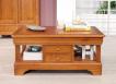 Mesa de centro Camille fabricada en madera de Cerezo macizo al estilo Louis Philippe con 2 cajones 
