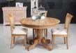 Mesa de comedor redonda Iker con pata central fabricada en madera de Roble macizo al estilo Louis Philippe diametro 105 cm