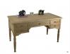 Escritorio Lucas  fabricado en madera de roble macizo al estilo Louis Philippe cepillado natural, con 5 cajones