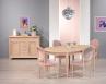 Mesa de comedor ovalada fabricada en madera de roble macizo con 2 extensiones al estilo Luis XVI 