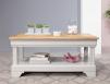 Mesa de centro Eliot fabricada en madera de Roble con 1 cajón a cada lado al estilo Louis Philippe