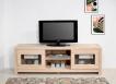 Mueble de TV Loann con 2 puertas de cristal fabricado en madera de roble macizo en estilo Contemporáneo Longitud 190 cm