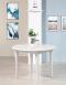 Mesa de comedor redonda extensible y con alas abatibles,fabricada en roble macizo estilo Louis Philippe DIAM. 105 con 2 LONGITUDES DE 40 CM Gris Perla cepillado ligeramente patinado