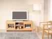 Mueble de TV de 2 puertas de cristal en Roble macizo de estilo Contemporáneo Longitud 160 cm  