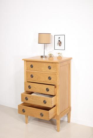 Cómoda de roble de 5 cajones estilo Directoire Yvan