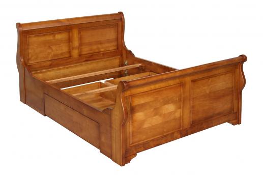 Cama Jeanne 140x190 modelo barco en estilo  Louis Philippe con 1 cajón en cada lado