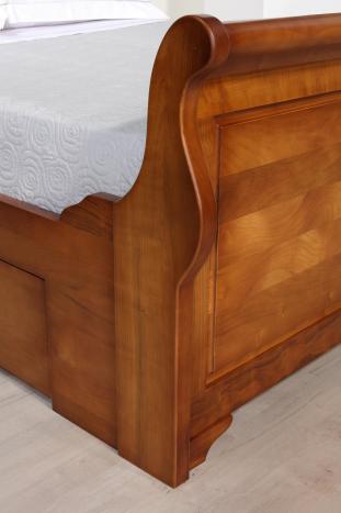 Cama Jeanne 140x190 modelo barco en estilo  Louis Philippe con 1 cajón en cada lado