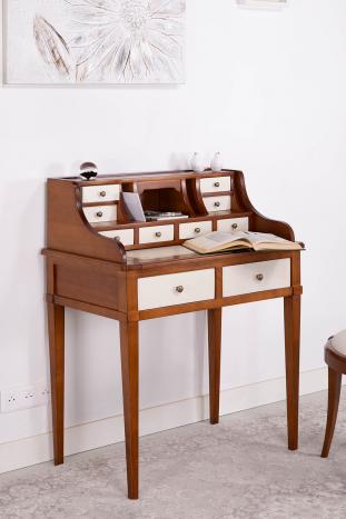 Escritorio de madera de cerezo estilo Ivory Directoire y madera de cerezo patinada Anna