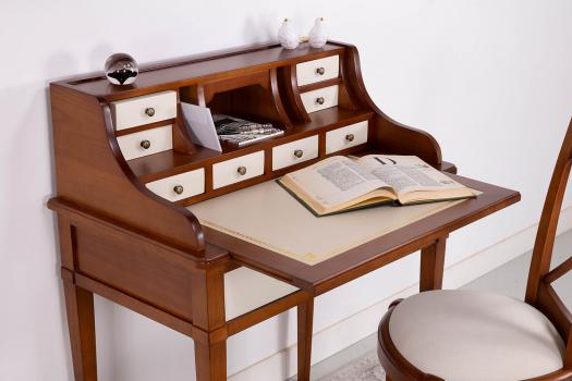 Escritorio de madera de cerezo estilo Ivory Directoire y madera de cerezo patinada Anna