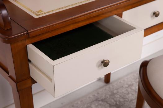 Escritorio de madera de cerezo estilo Ivory Directoire y madera de cerezo patinada Anna