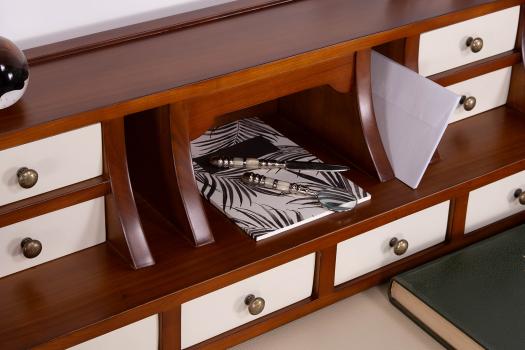 Escritorio de madera de cerezo estilo Ivory Directoire y madera de cerezo patinada Anna