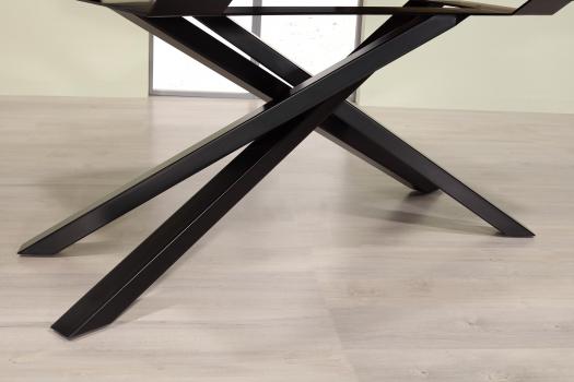 Mesa de comedor Oliver de hierro y roble 180x100 Tablero de mesa con 1 extensión a cada lado