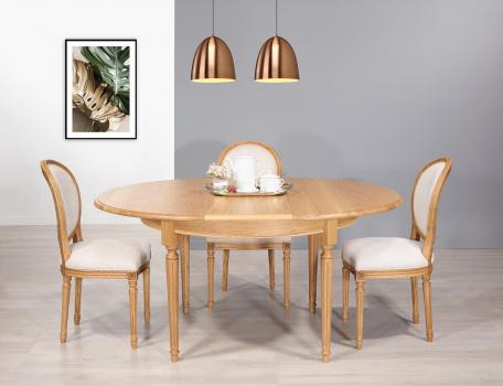 Solid Oak Louis XVI style Round extending table
