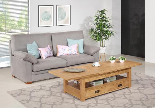 Mesa de centro León rectangular fabricada en Roble extensible 